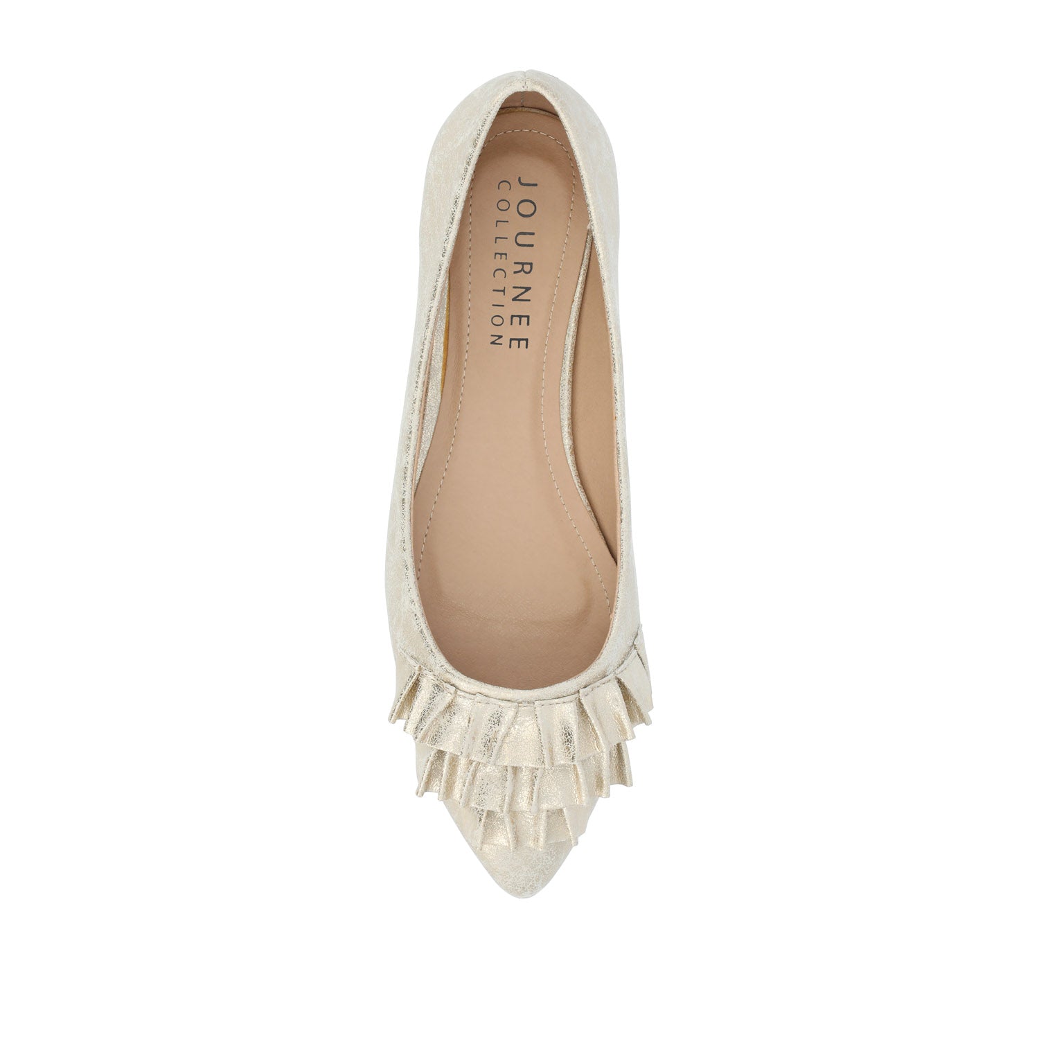 JUDY RUFFLED BALLET FLATS IN WIDE - Gold PU