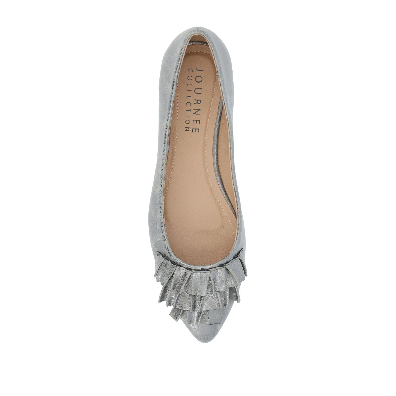 JUDY RUFFLED BALLET FLATS IN WIDE - Pewter PU 2