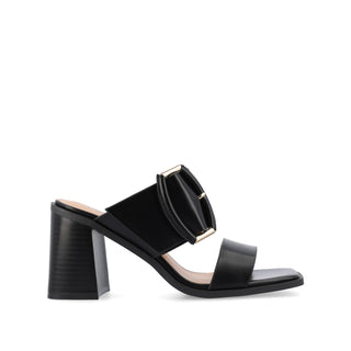 JUNIE BLOCK HEEL MULES IN FAUX LEATHER