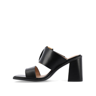 JUNIE BLOCK HEEL MULES IN FAUX LEATHER