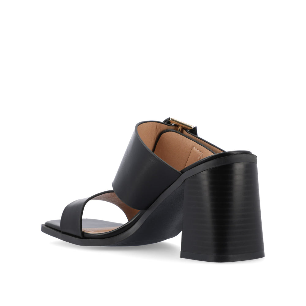 JUNIE BLOCK HEEL MULES IN FAUX LEATHER