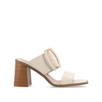 JUNIE BLOCK HEEL MULES IN FAUX LEATHER