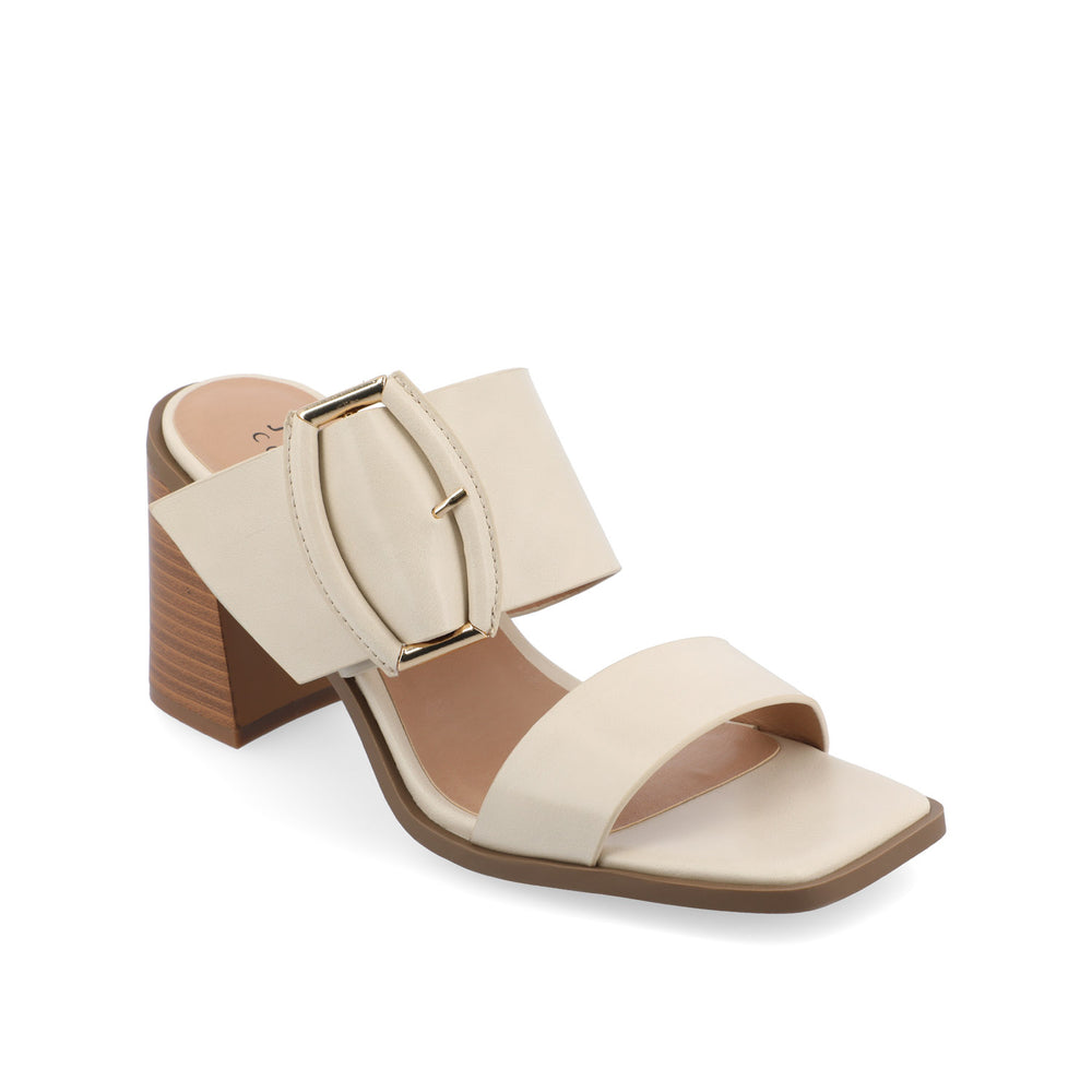 JUNIE BLOCK HEEL MULES IN FAUX LEATHER