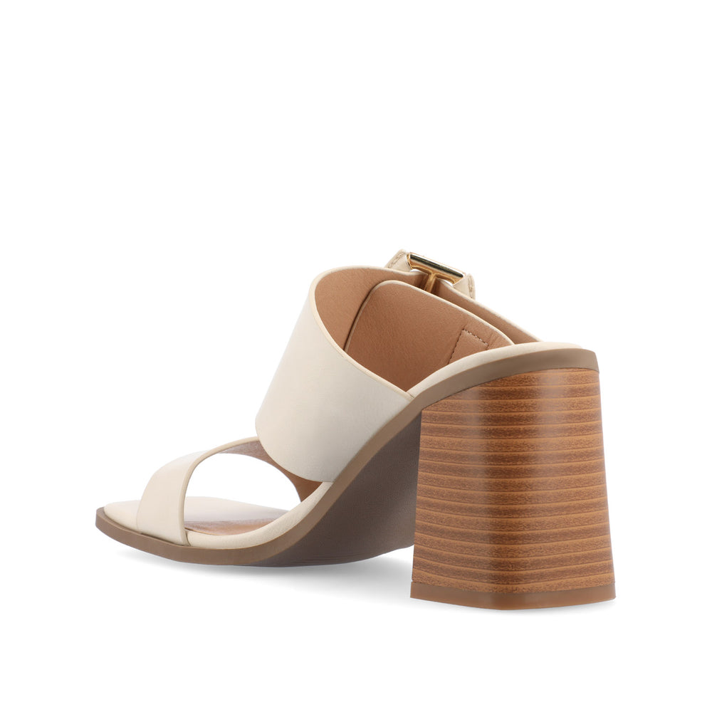 JUNIE BLOCK HEEL MULES IN FAUX LEATHER