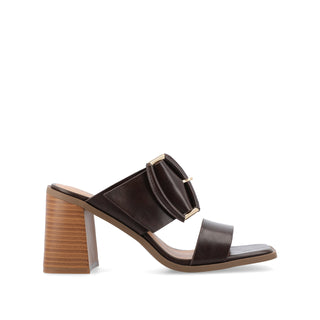 JUNIE BLOCK HEEL MULES IN FAUX LEATHER