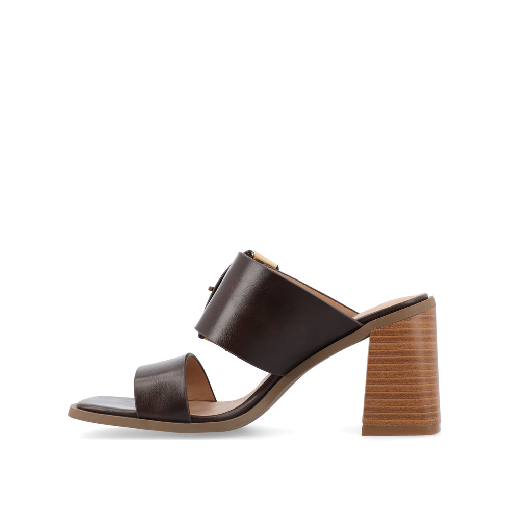 JUNIE BLOCK HEEL MULES IN FAUX LEATHER