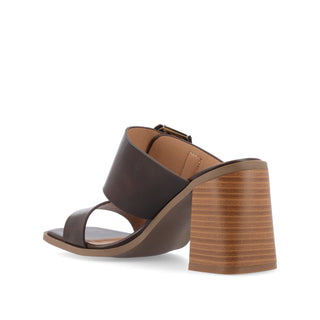 JUNIE BLOCK HEEL MULES IN FAUX LEATHER