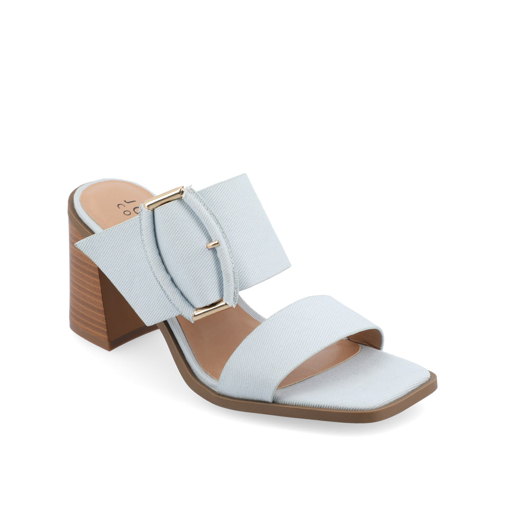 JUNIE BLOCK HEEL MULES IN FAUX LEATHER