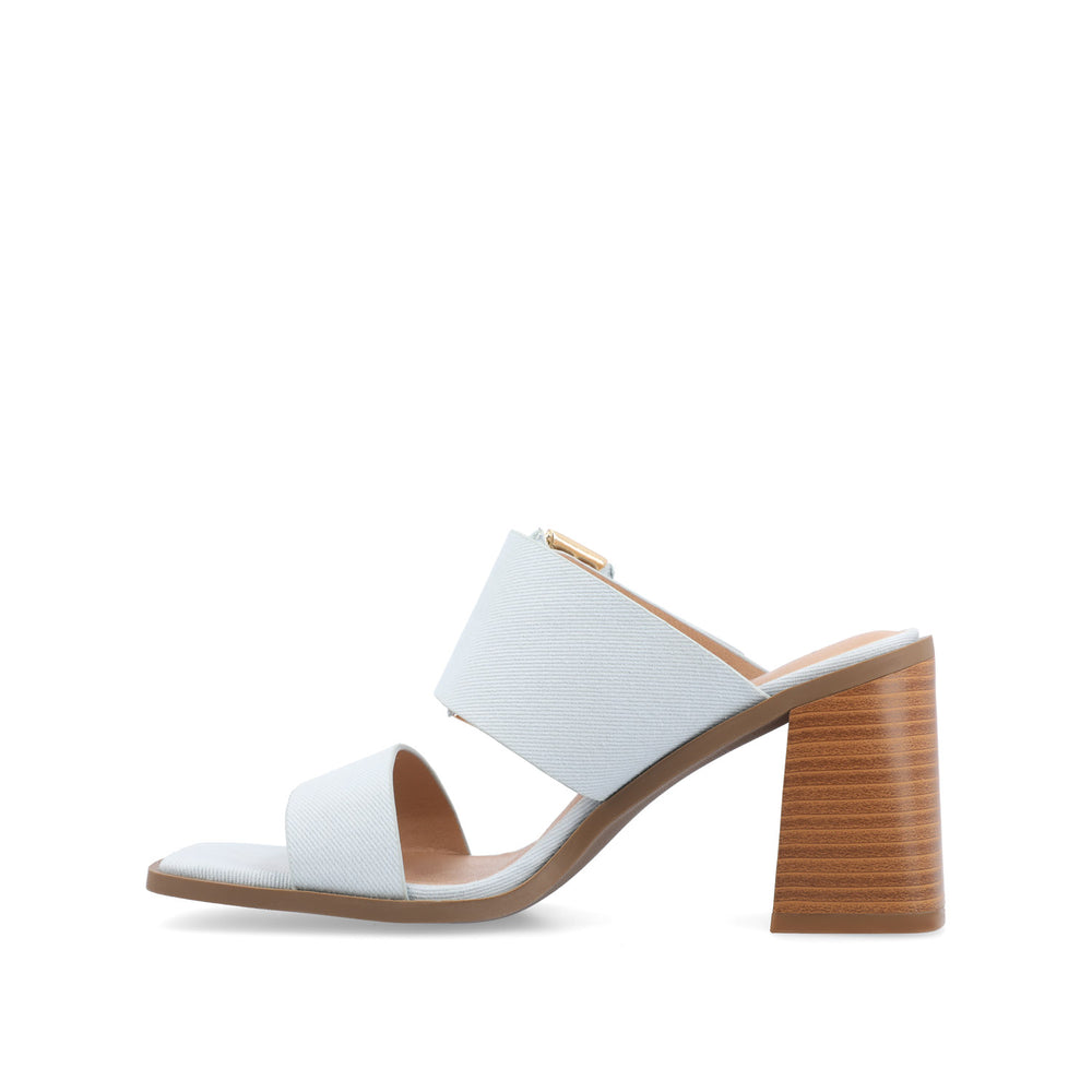 JUNIE BLOCK HEEL MULES IN FAUX LEATHER