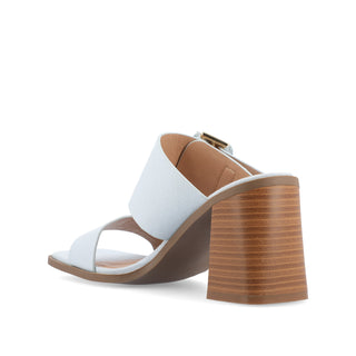 JUNIE BLOCK HEEL MULES IN FAUX LEATHER