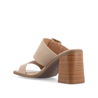 JUNIE BLOCK HEEL MULES IN FAUX LEATHER