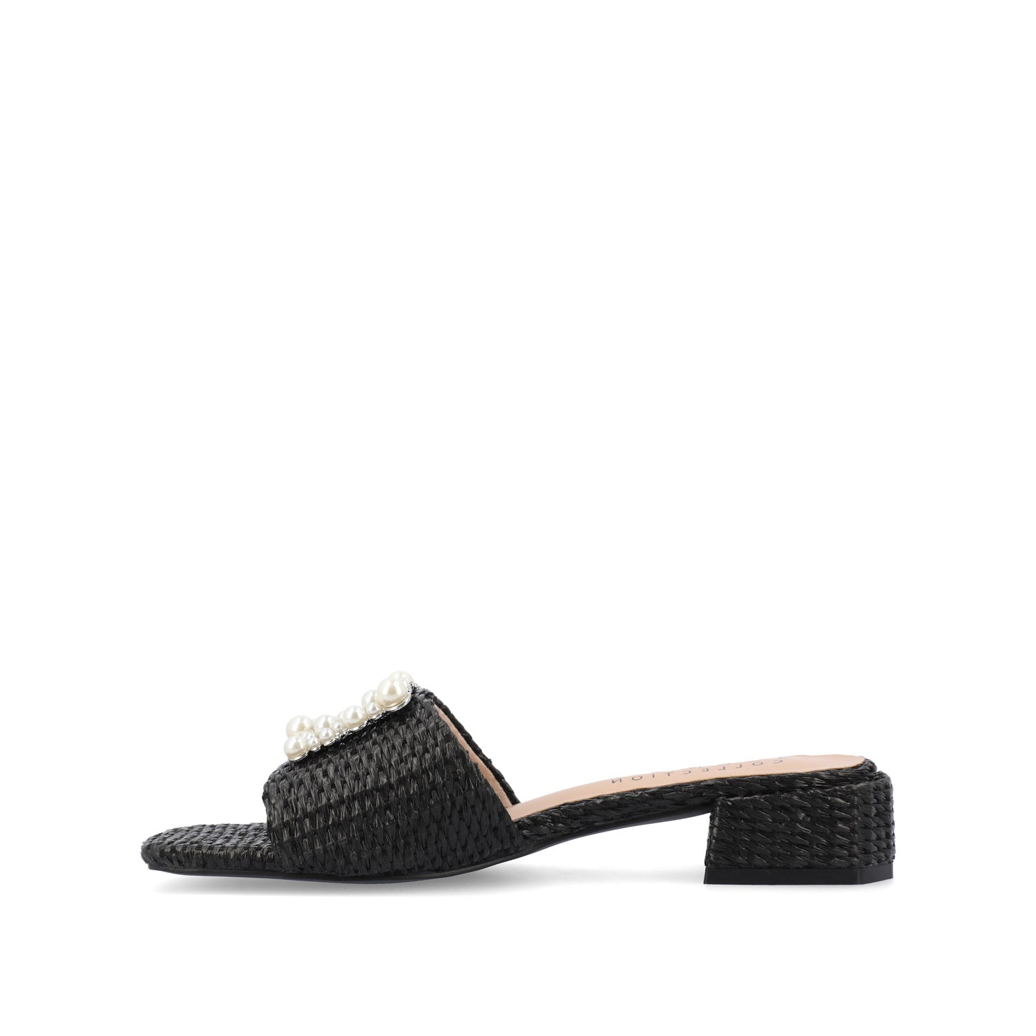 JUSTINA HEELED SANDALS IN FAUX RAFFLA - Black Faux Raffia