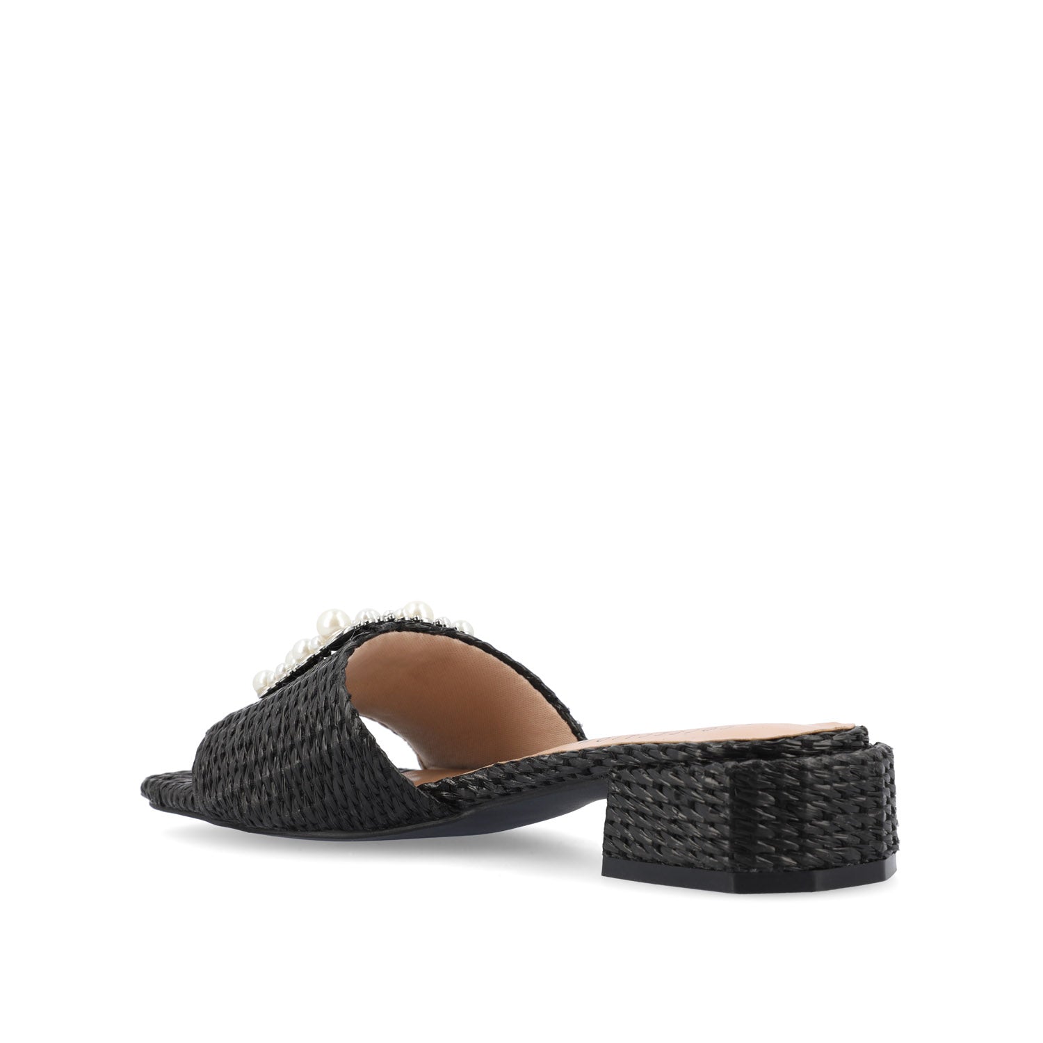JUSTINA HEELED SANDALS IN FAUX RAFFLA - Black Faux Raffia