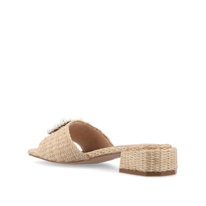 JUSTINA HEELED SANDALS IN FAUX RAFFLA - Natural Faux Raffia