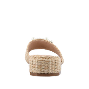 JUSTINA HEELED SANDALS IN FAUX RAFFLA - Natural Faux Raffia