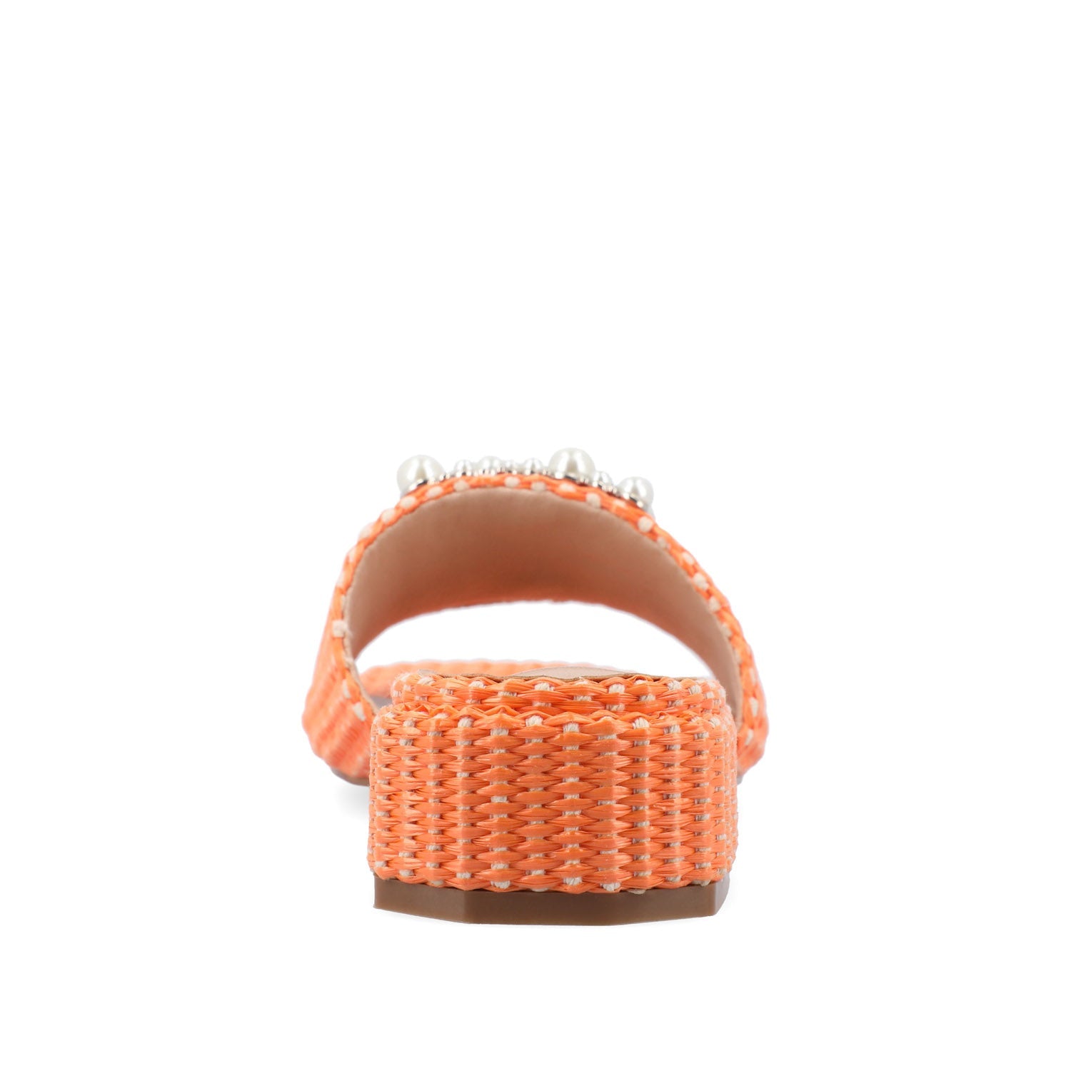 JUSTINA HEELED SANDALS IN FAUX RAFFLA - Orange Faux Raffia