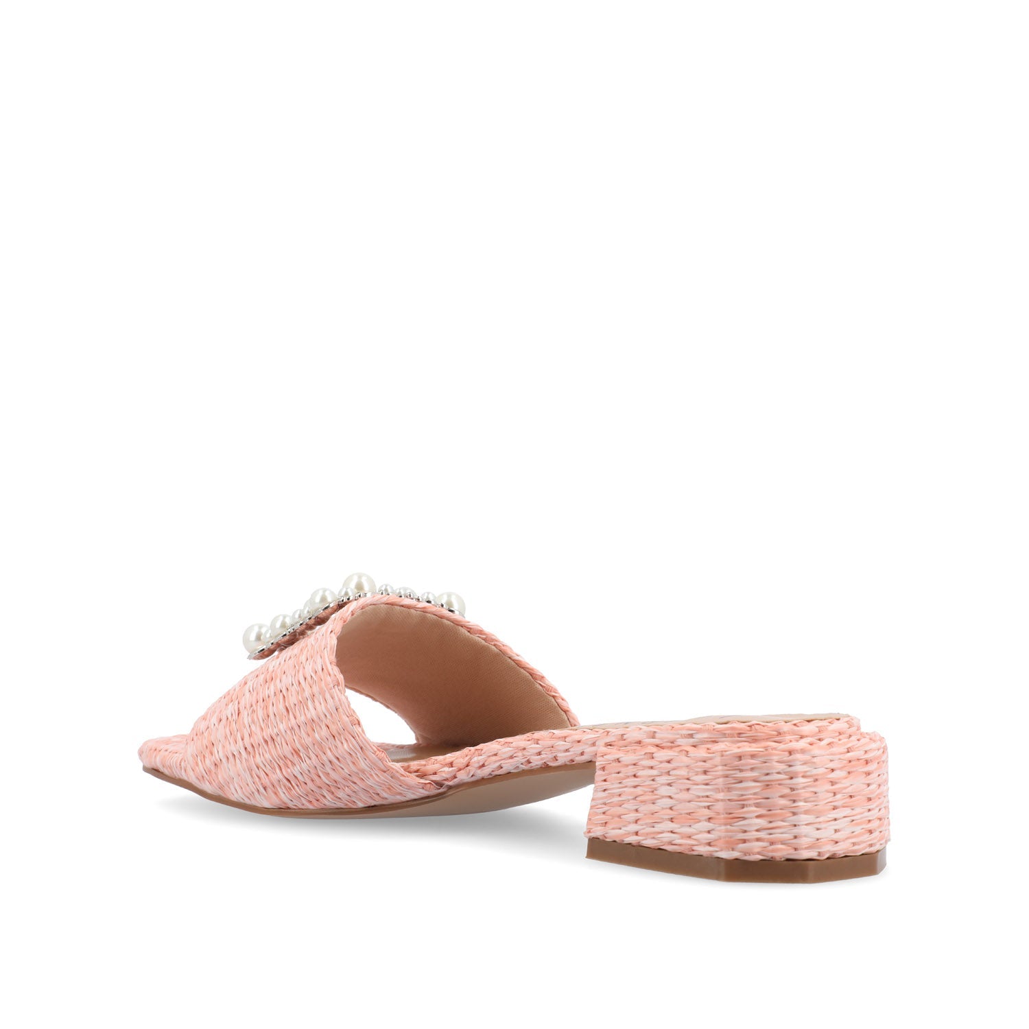 JUSTINA HEELED SANDALS IN FAUX RAFFLA - Pink Faux Raffia