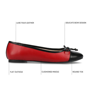 KAIAH CAPTOE BALLET FLATS IN VEGAN LEATHER - Red