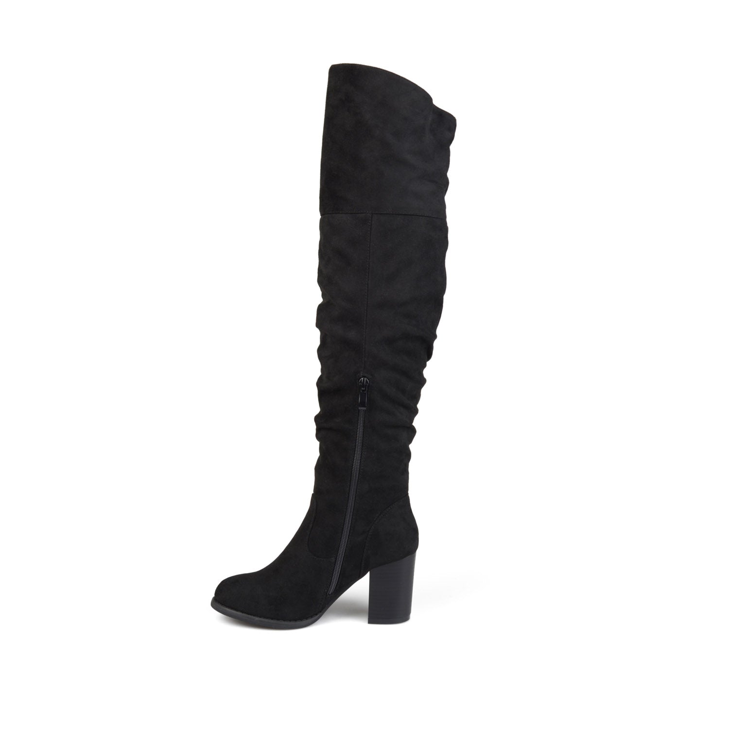 KAISON THIGH HIGH BOOTS IN X-WIDE CALF - Black Faux Suede