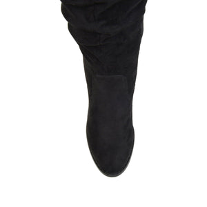 KAISON THIGH HIGH BOOTS IN X-WIDE CALF - Black Faux Suede