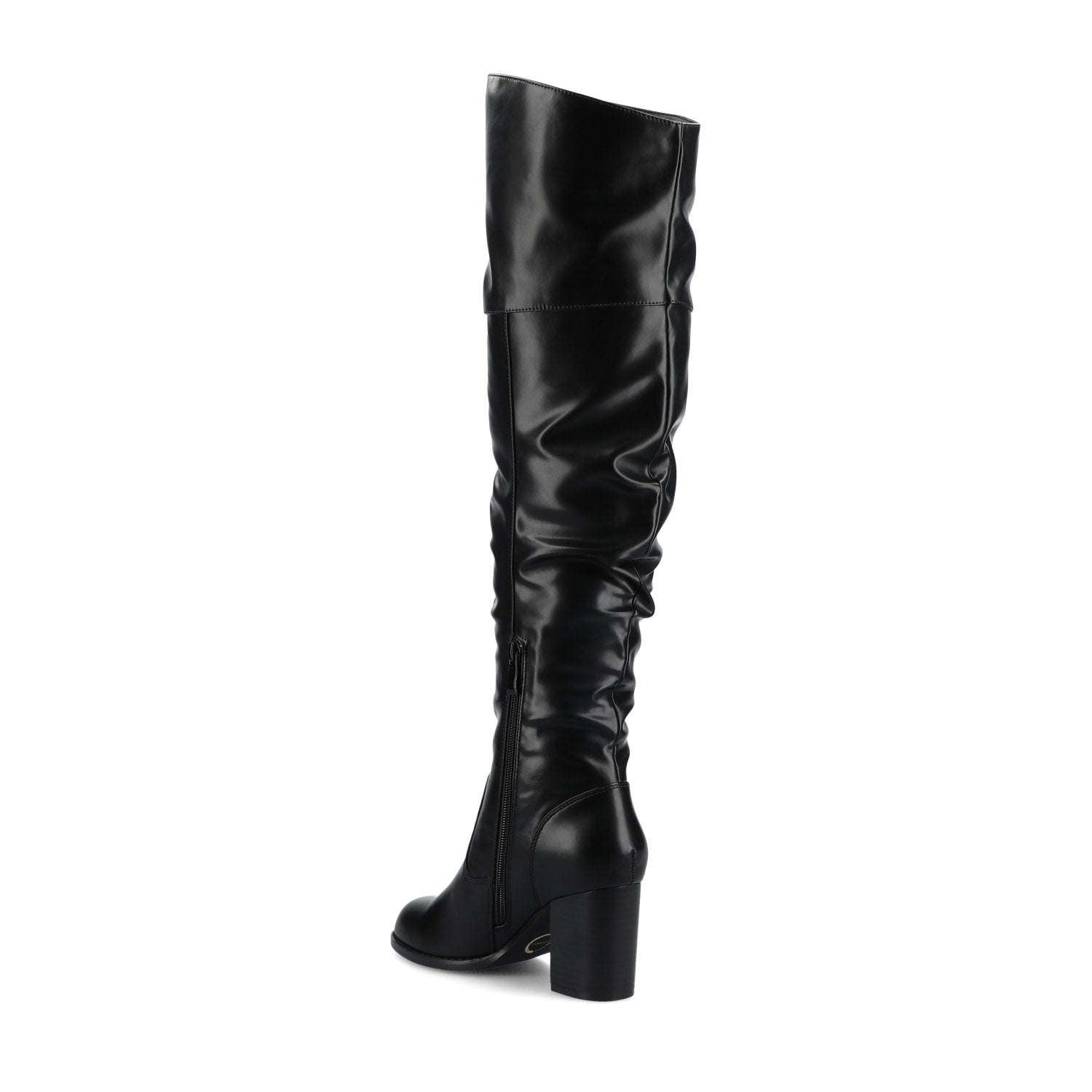 KAISON THIGH HIGH BOOTS IN X-WIDE CALF - Black PU