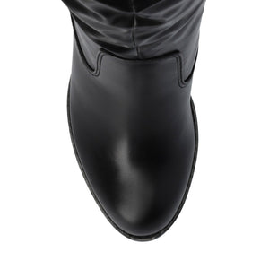 KAISON THIGH HIGH BOOTS IN X-WIDE CALF - Black PU