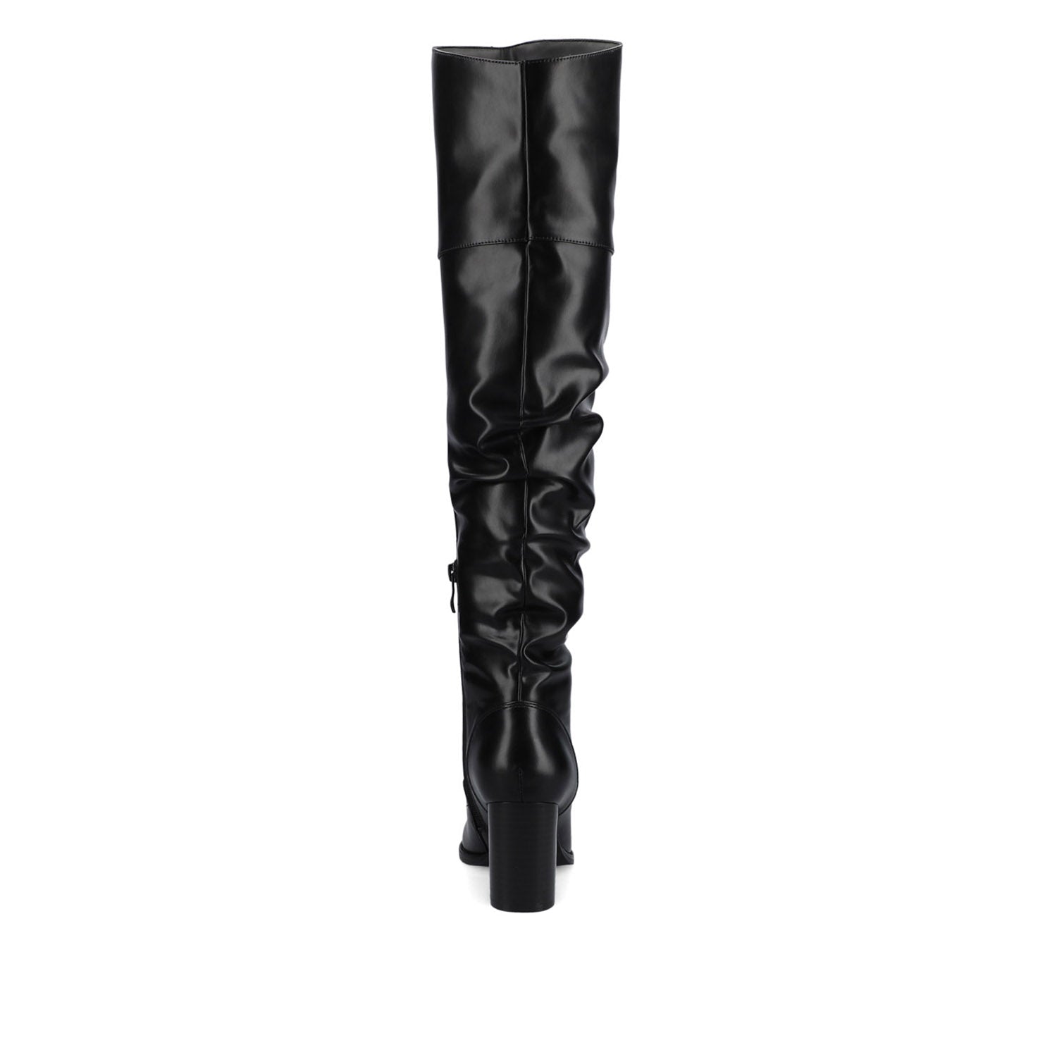 KAISON THIGH HIGH BOOTS IN WIDE CALF - Black PU