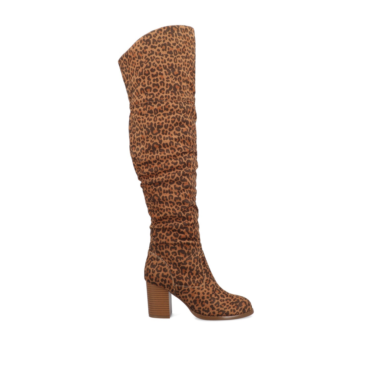 KAISON THIGH HIGH BOOTS IN FAUX SUEDE - Leopard Faux Suede