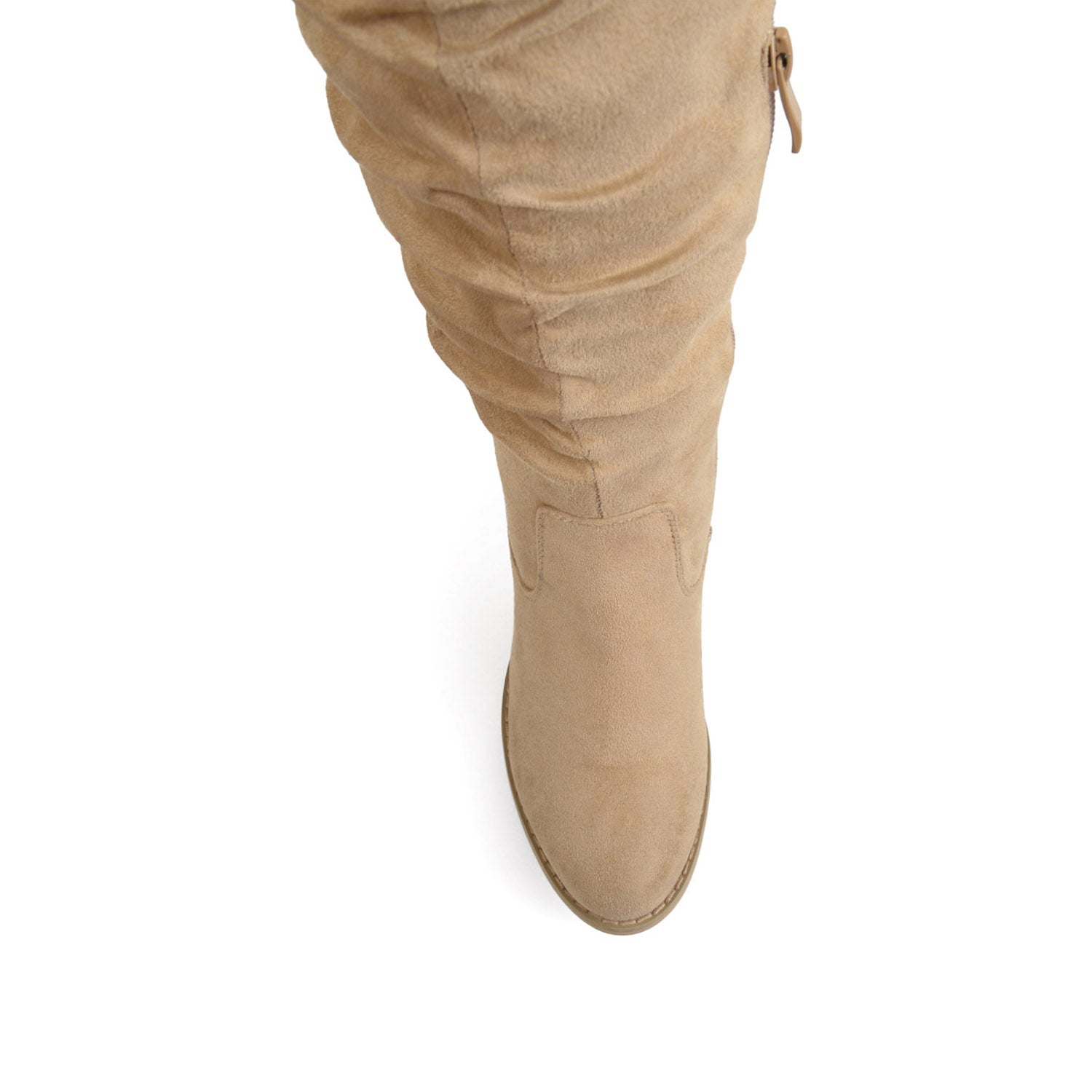 KAISON THIGH HIGH BOOTS IN WIDE CALF - Stone Faux Suede