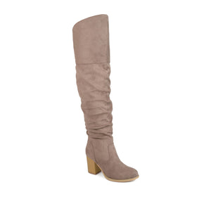 KAISON THIGH HIGH BOOTS IN FAUX SUEDE - Taupe Suede