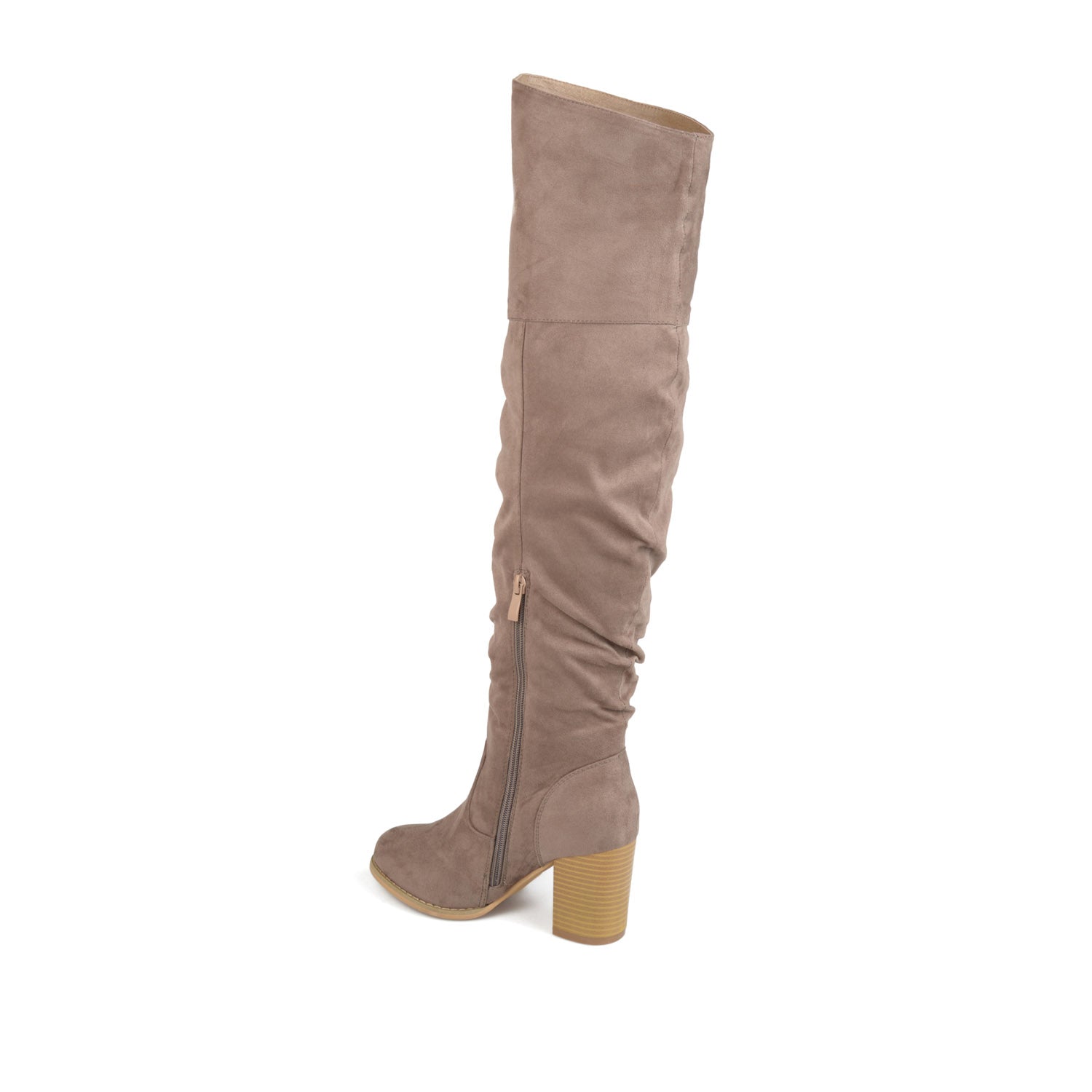 KAISON THIGH HIGH BOOTS IN WIDE CALF - Taupe Suede