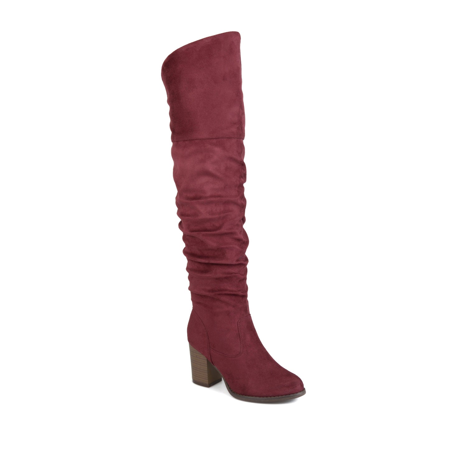 KAISON BOOTS IN WIDE WIDTH & CALF - Wine Faux Suede