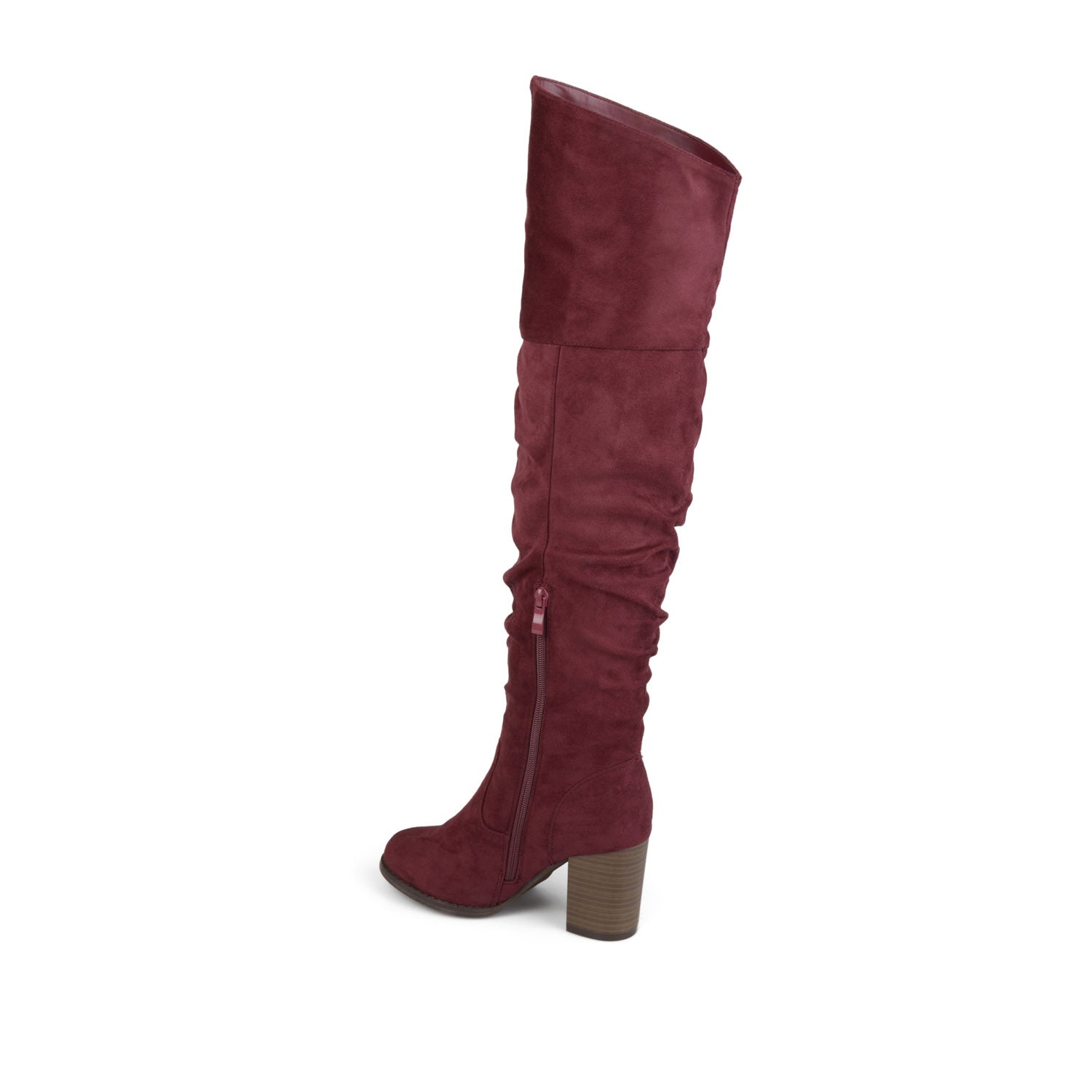 KAISON THIGH HIGH BOOTS IN WIDE CALF - Wine Faux Suede
