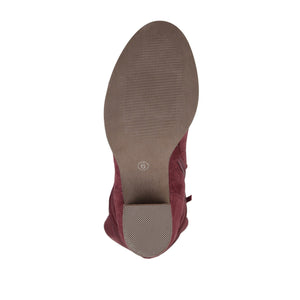 KAISON THIGH HIGH BOOTS IN FAUX SUEDE - Wine Faux Suede