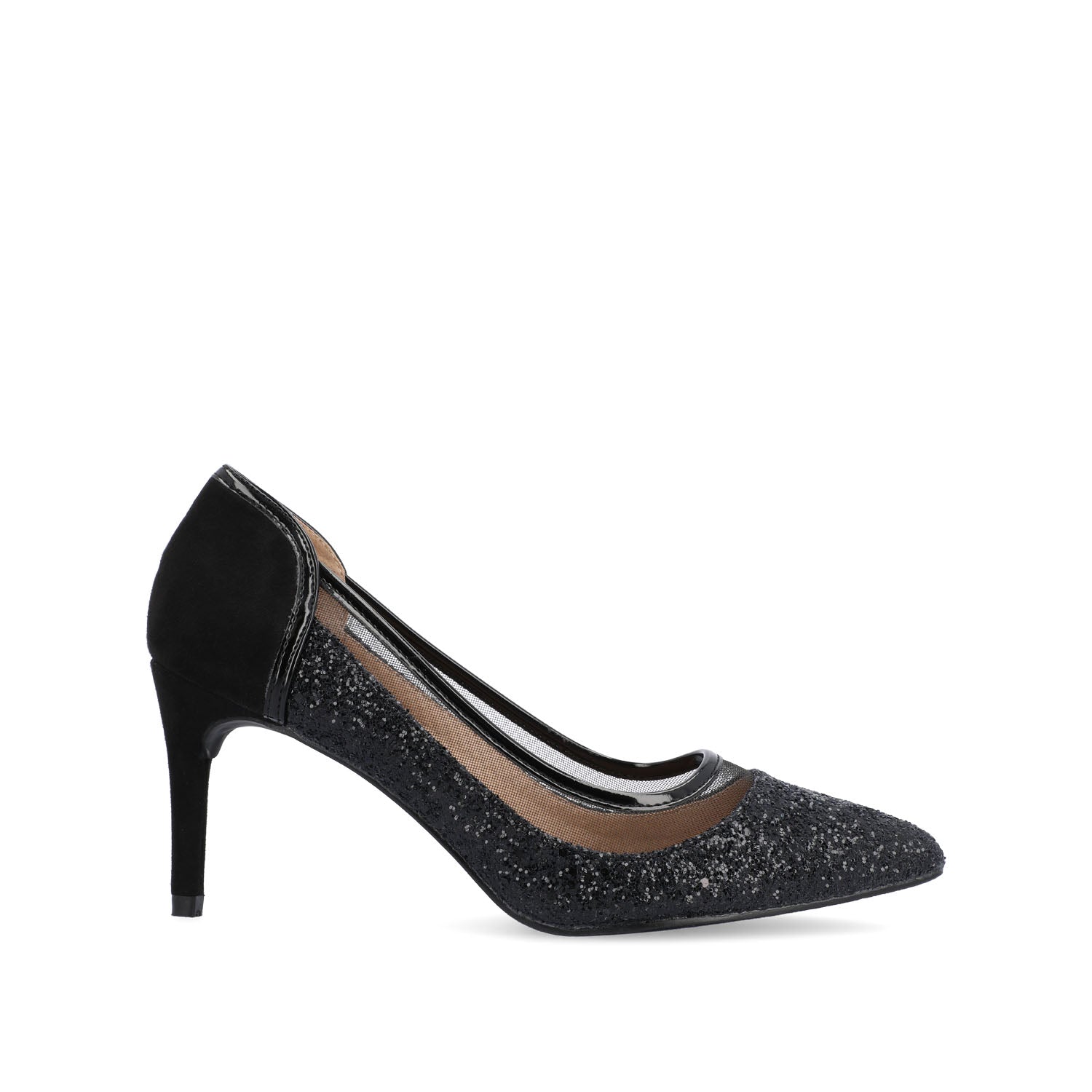 KALANI STILETTO HEELS IN GLITTER MATERIAL - Black