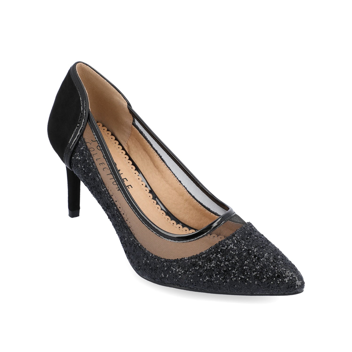 KALANI STILETTO HEELS IN GLITTER MATERIAL - Black