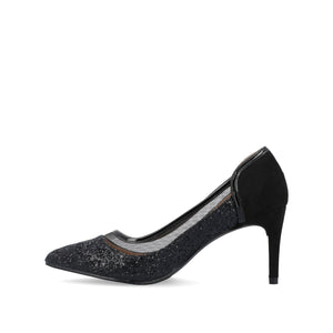 KALANI STILETTO HEELS IN GLITTER MATERIAL - Black