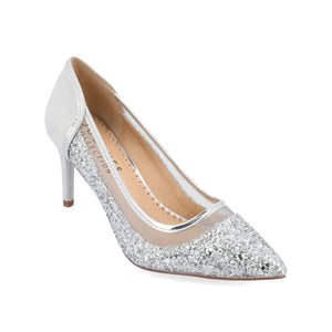 KALANI STILETTO HEELS IN GLITTER MATERIAL - Silver Glitter 2