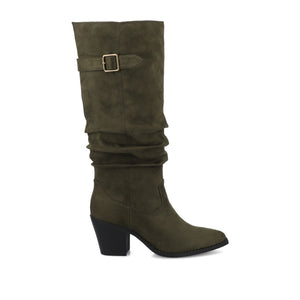 KALEAH KNEE HIGH SLOUCHY BOOT IN WIDE CALF - Olive Suede