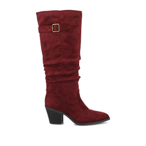 KALEAH KNEE HIGH SLOUCHY BOOT IN WIDE CALF - Oxblood Suede