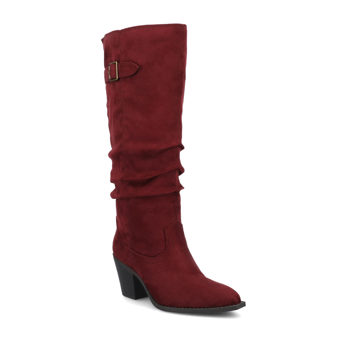 KALEAH KNEE HIGH SLOUCHY BOOT IN WIDE CALF - Oxblood Suede