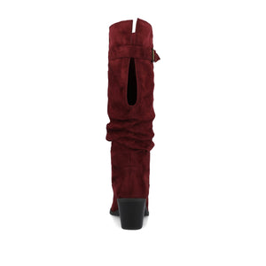 KALEAH KNEE HIGH SLOUCHY BOOT IN WIDE CALF - Oxblood Suede