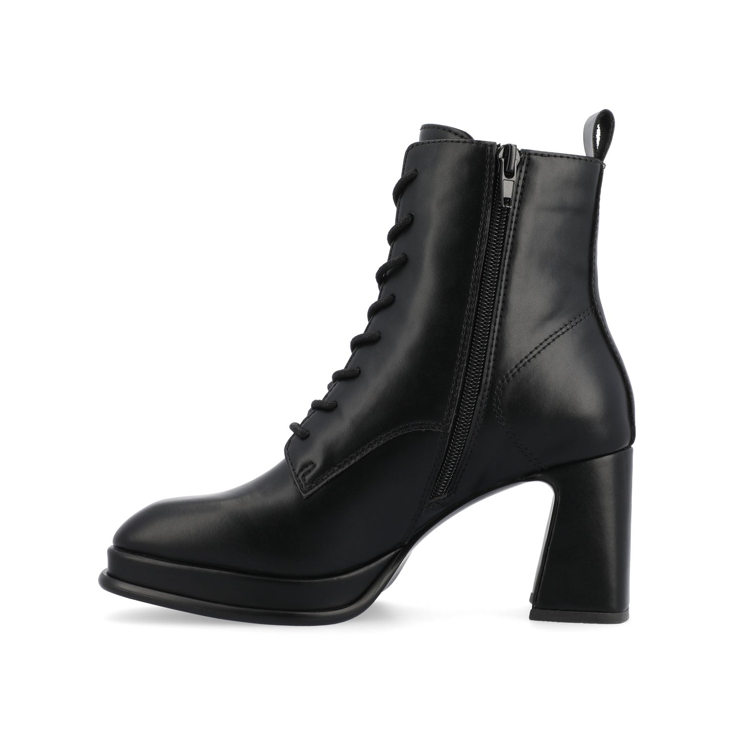 KALINDI LACE-UP BOOTIES IN VEGAN LEATHER - Black PU