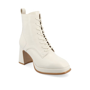 KALINDI LACE-UP BOOTIES IN VEGAN LEATHER - Off White PU