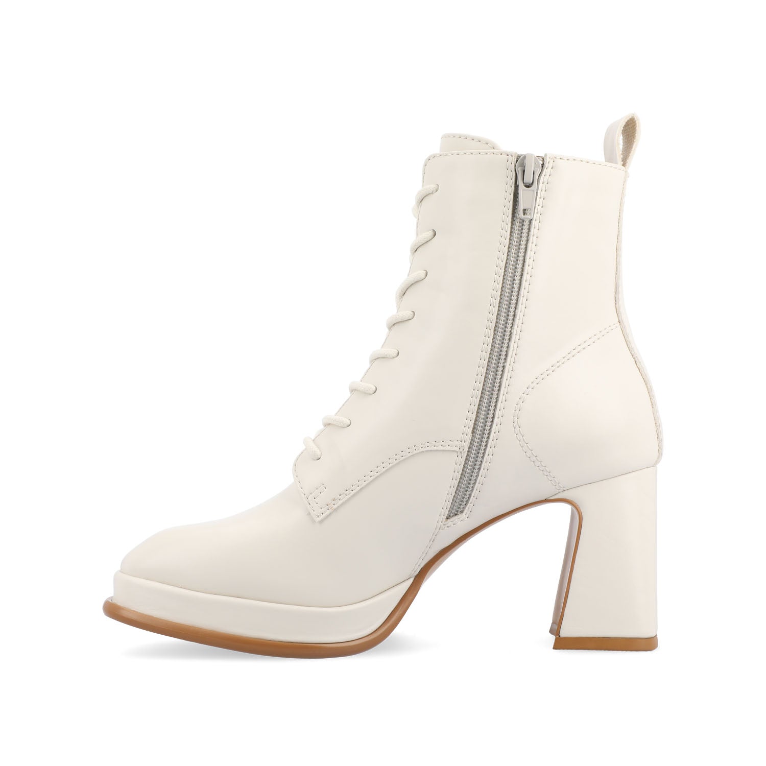 KALINDI LACE-UP BOOTIES IN VEGAN LEATHER - Off White PU