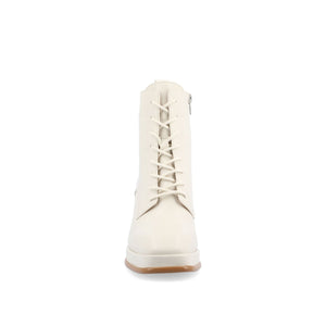 KALINDI LACE-UP BOOTIES IN VEGAN LEATHER - Off White PU