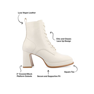 KALINDI LACE-UP BOOTIES IN VEGAN LEATHER - Off White PU