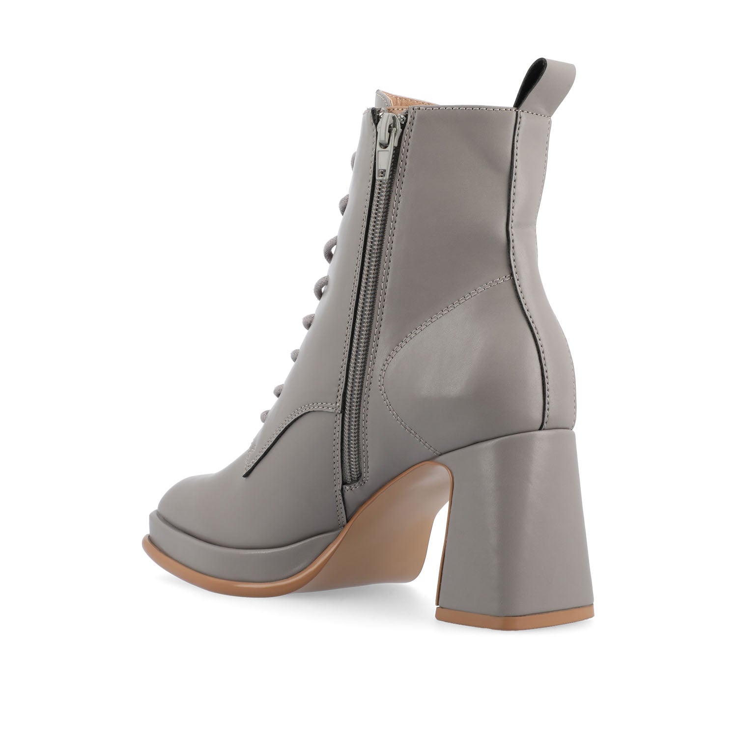 KALINDI LACE-UP BOOTIES IN WIDE - Grey PU