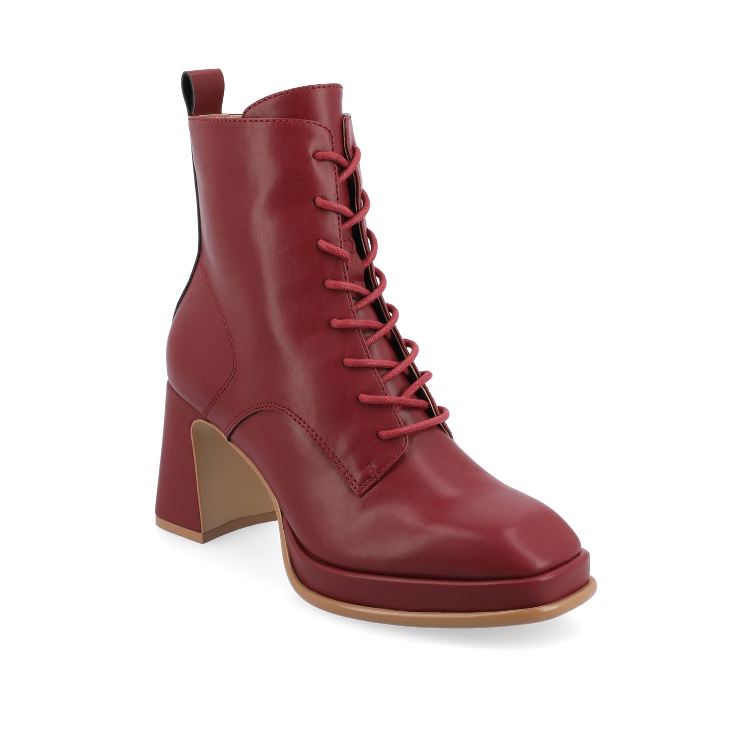 KALINDI LACE-UP BOOTIES IN VEGAN LEATHER - Red PU