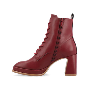 KALINDI LACE-UP BOOTIES IN VEGAN LEATHER - Red PU
